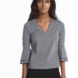 Jules & leopold ruffle Bell sleeve Gingham plaid sz sp